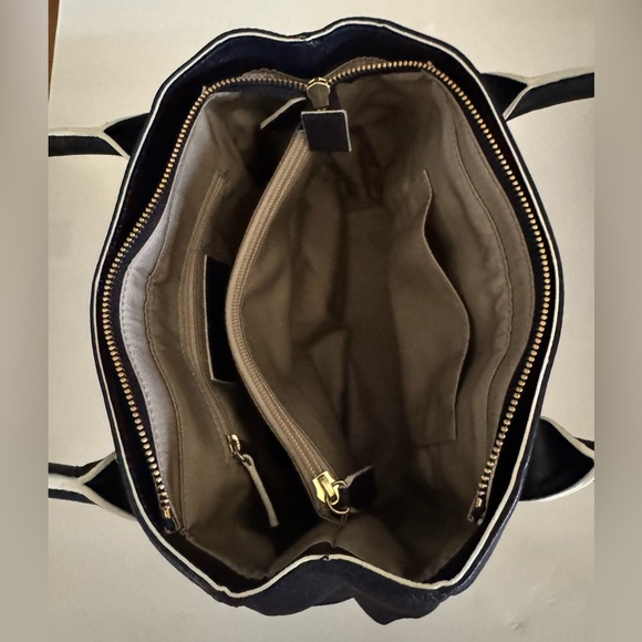 Talbots Faux Leather Handbag Double Top Handle Purse Bag, Navy Blue, NWT - Picture 6 of 14